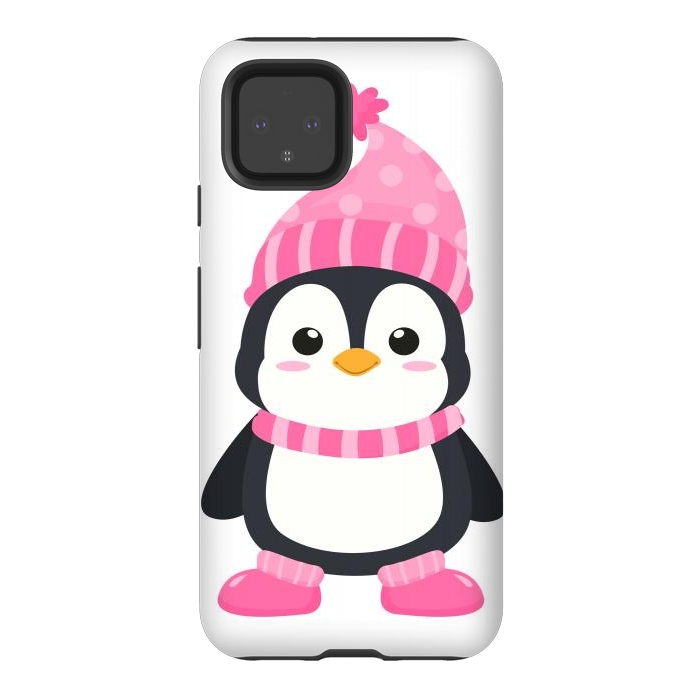 Pixel 4 StrongFit cute pink penguin  by haroulita