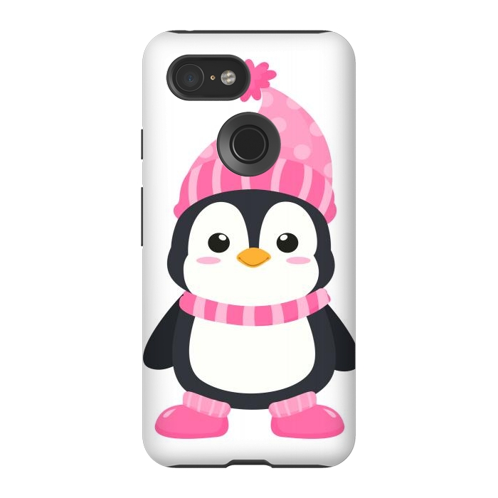 Pixel 3 StrongFit cute pink penguin  by haroulita
