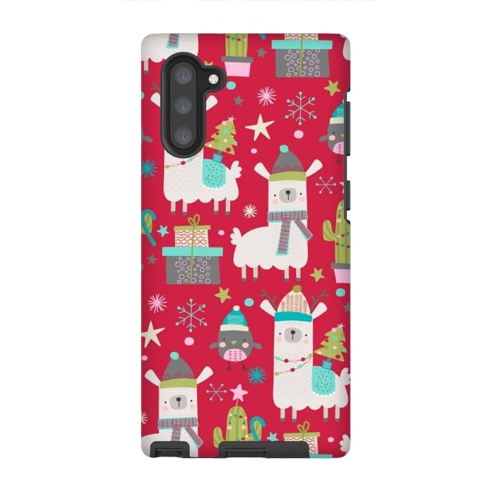 Galaxy Note 10 StrongFit cute christmas llama by haroulita