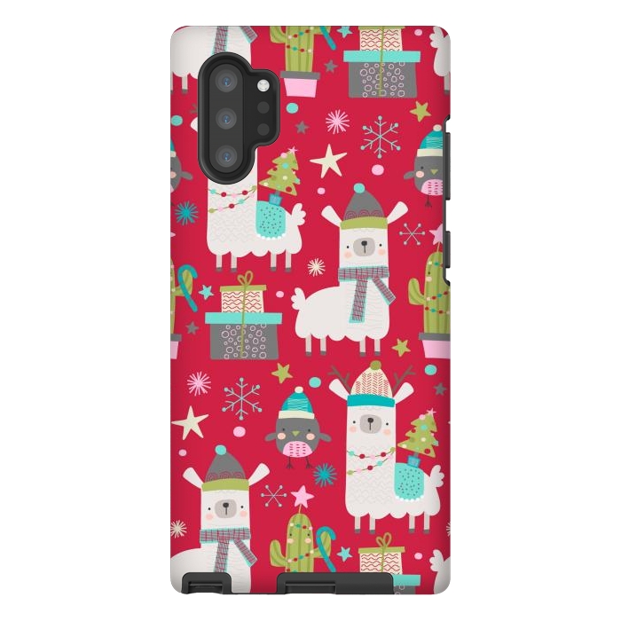 Galaxy Note 10 plus StrongFit cute christmas llama by haroulita