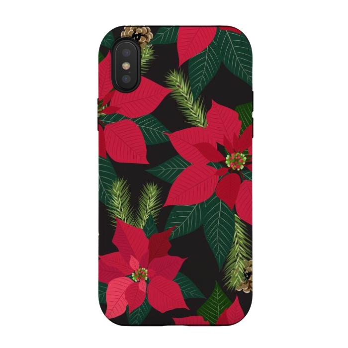 iPhone Xs / X StrongFit Christmas poinsetta flowers by haroulita