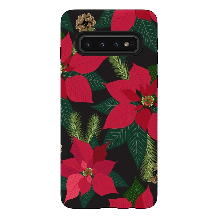 Galaxy S10 StrongFit Christmas poinsetta flowers by haroulita