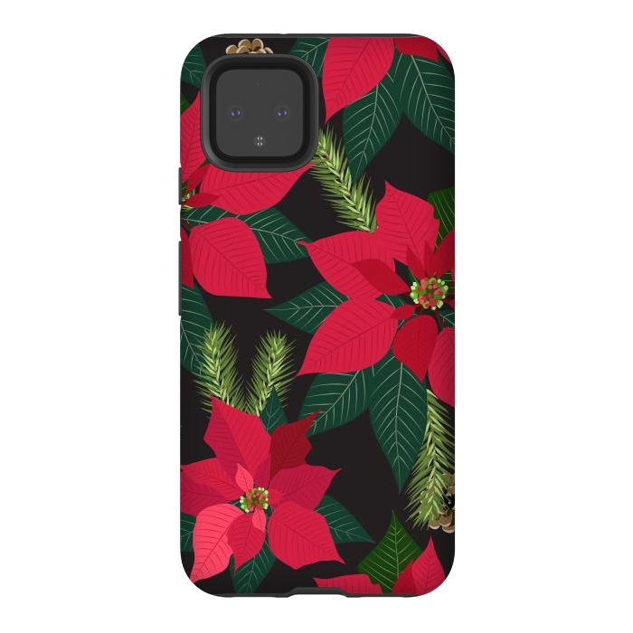 Pixel 4 StrongFit Christmas poinsetta flowers by haroulita