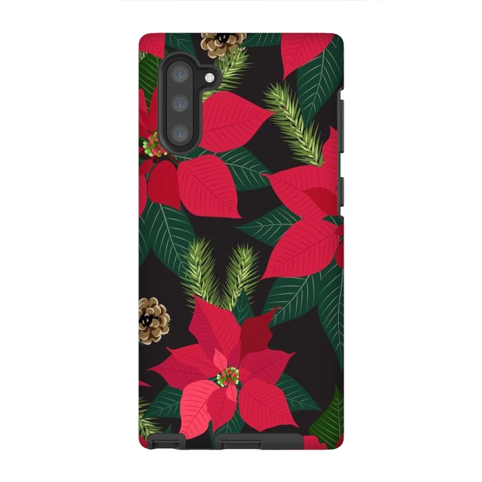 Galaxy Note 10 StrongFit Christmas poinsetta flowers by haroulita