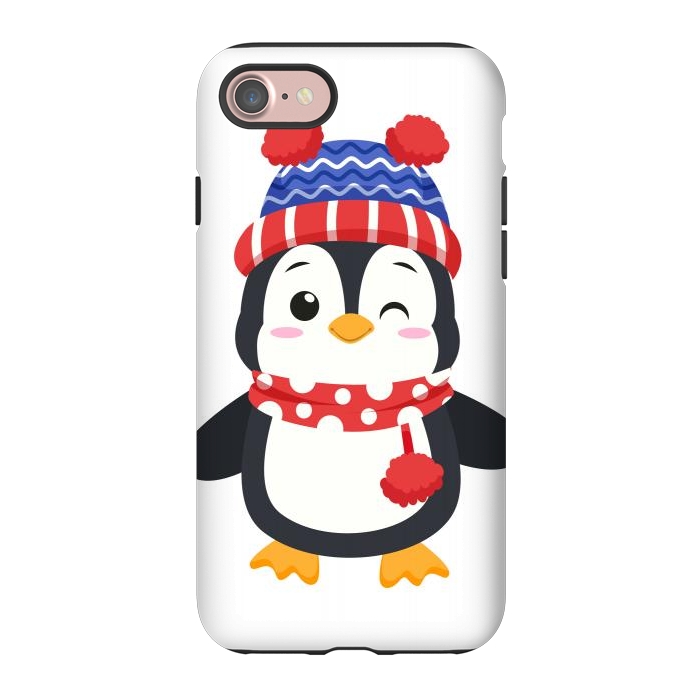 iPhone 7 StrongFit adorable penguin with winter clothes by haroulita