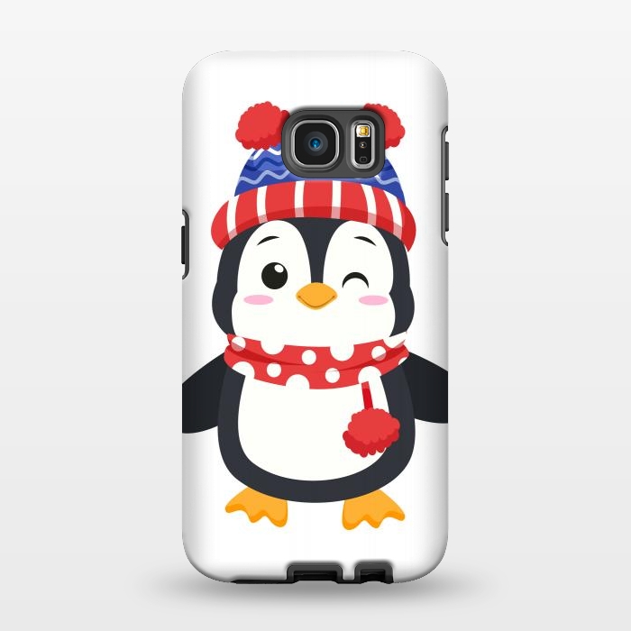Galaxy S7 EDGE StrongFit adorable penguin with winter clothes by haroulita