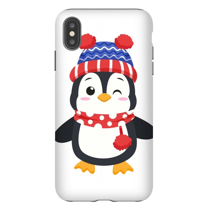 iPhone Xs Max StrongFit adorable penguin with winter clothes by haroulita