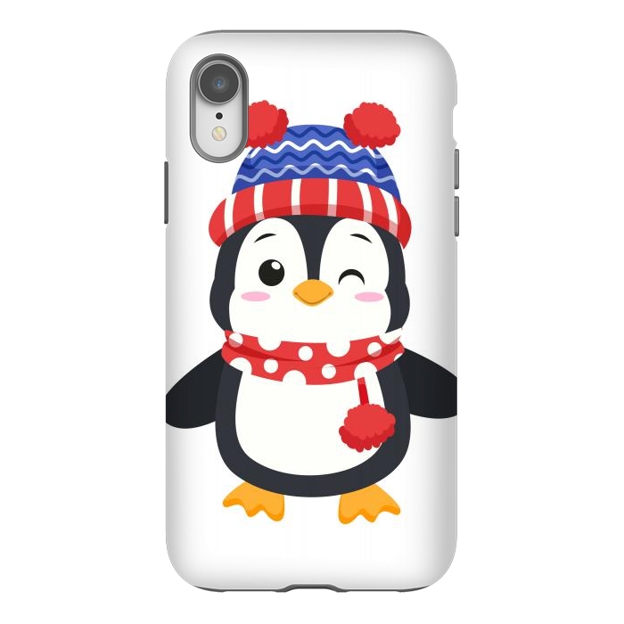 iPhone Xr StrongFit adorable penguin with winter clothes by haroulita