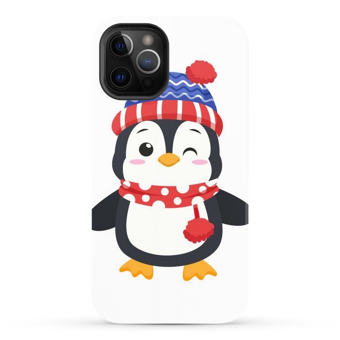 iPhone 12 Pro Max StrongFit adorable penguin with winter clothes by haroulita