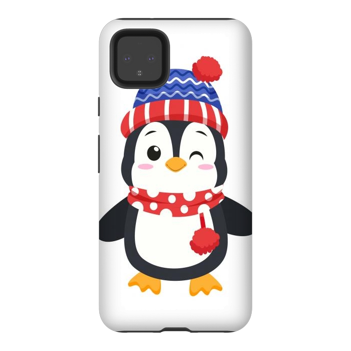 Pixel 4XL StrongFit adorable penguin with winter clothes by haroulita