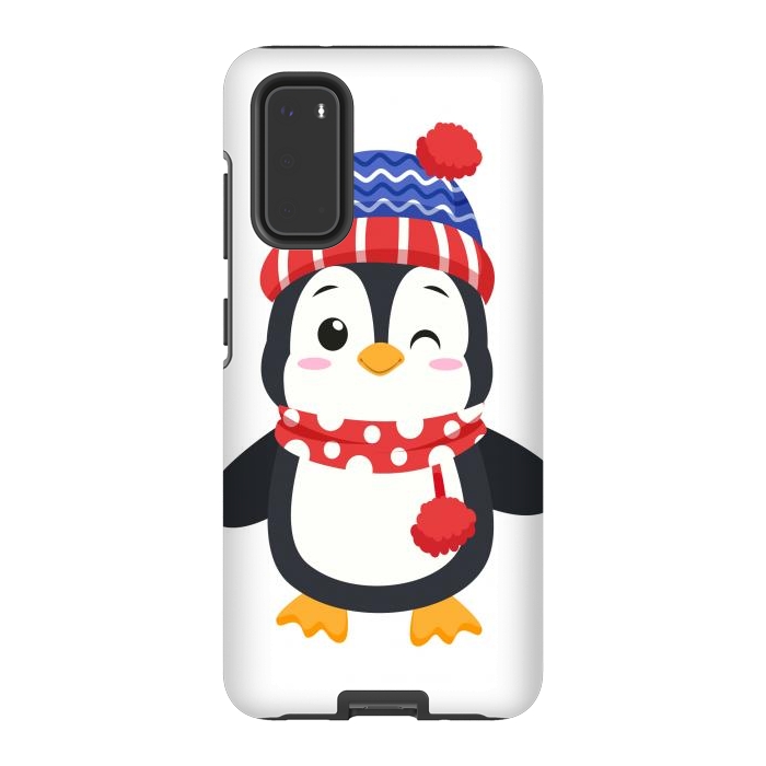 Galaxy S20 StrongFit adorable penguin with winter clothes by haroulita