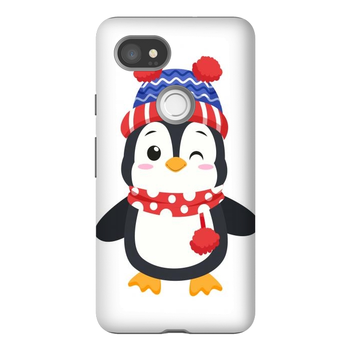 Pixel 2XL StrongFit adorable penguin with winter clothes by haroulita