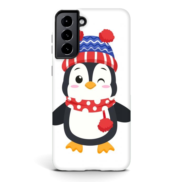 Galaxy S21 StrongFit adorable penguin with winter clothes by haroulita