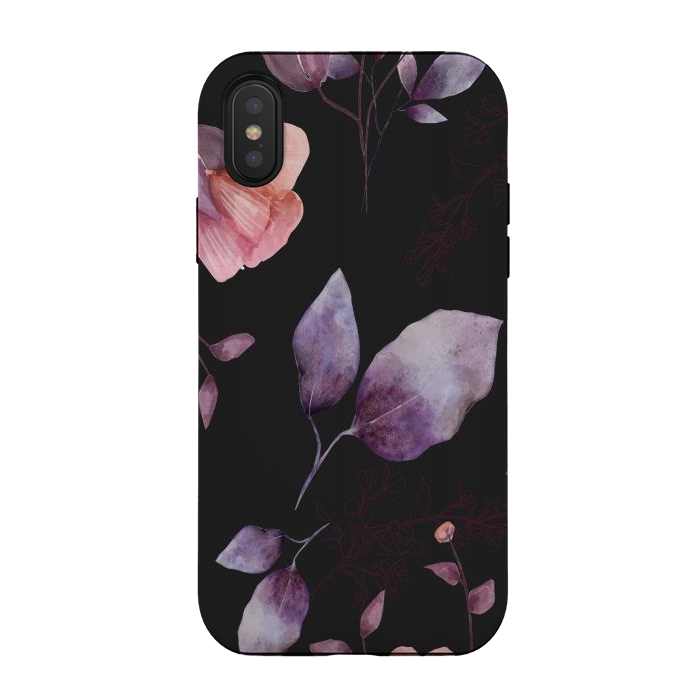 iPhone Xs / X StrongFit rose gray flowers by haroulita