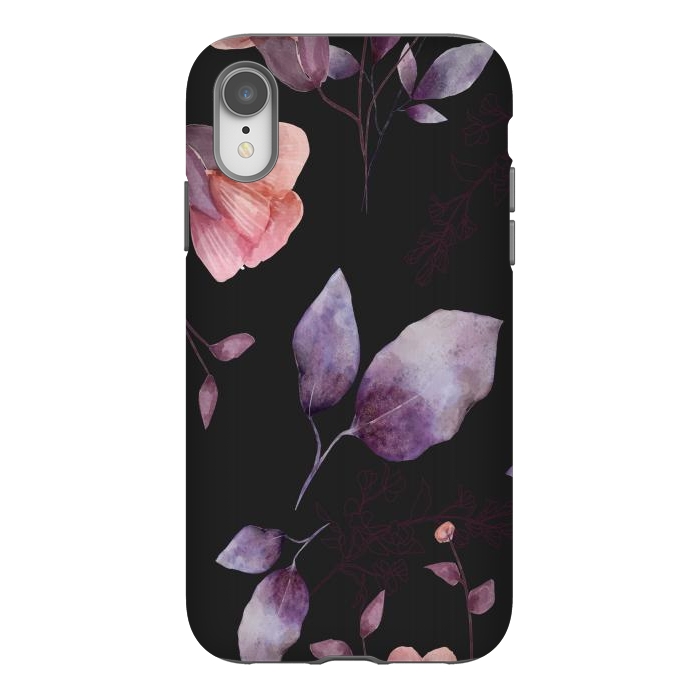 iPhone Xr StrongFit rose gray flowers by haroulita