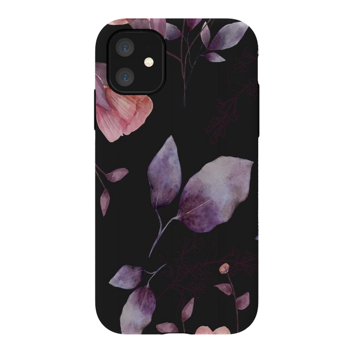 iPhone 11 StrongFit rose gray flowers by haroulita