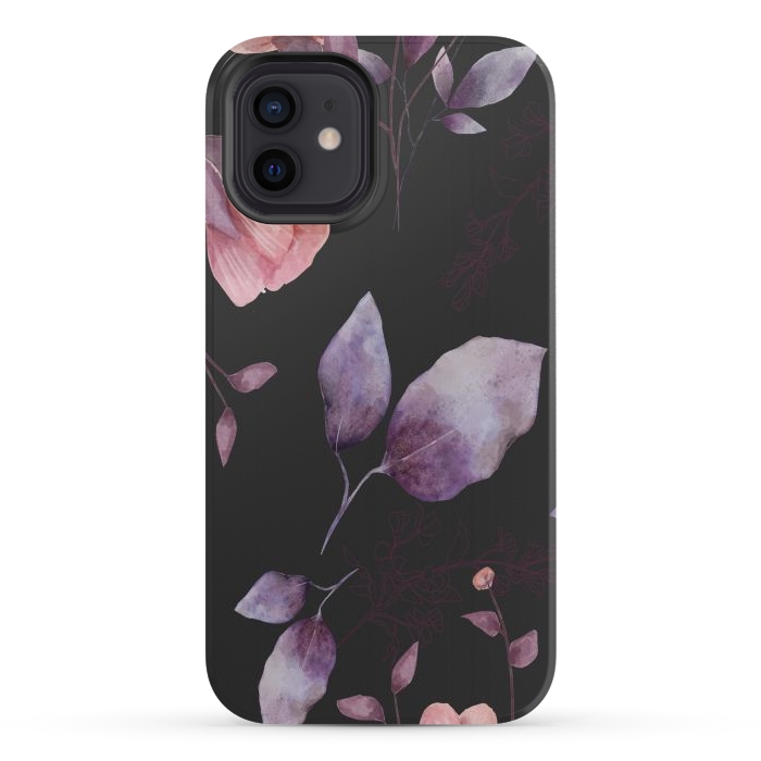 iPhone 12 mini StrongFit rose gray flowers by haroulita