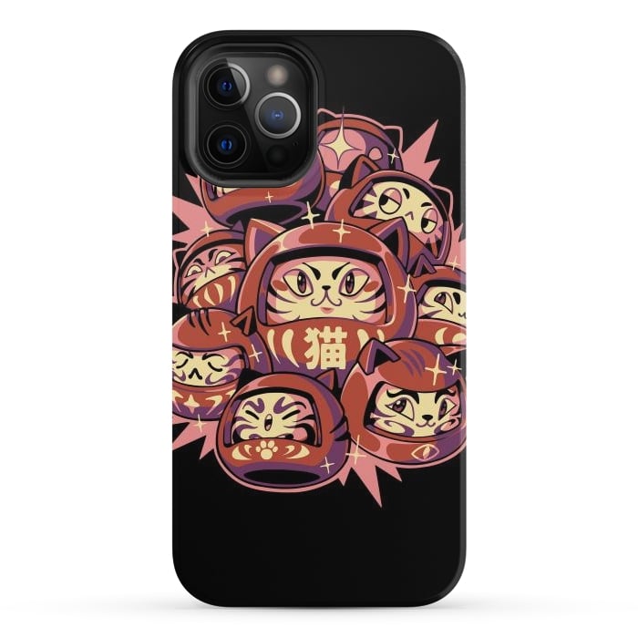 iPhone 12 Pro StrongFit Daruma Cats by Ilustrata