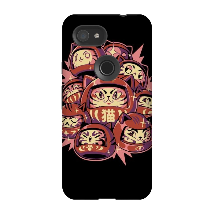 Pixel 3A StrongFit Daruma Cats by Ilustrata