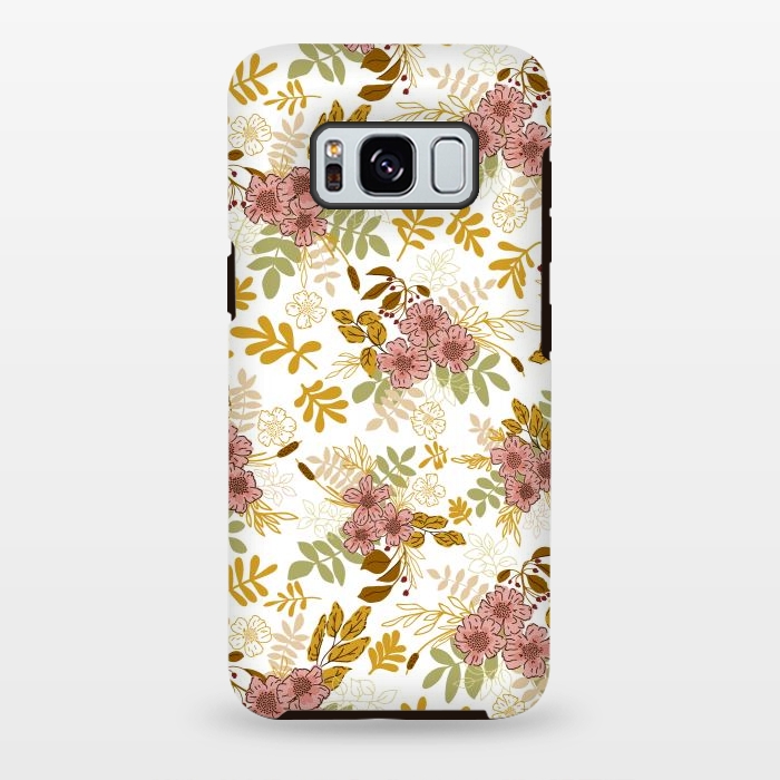Galaxy S8 plus StrongFit Autumnal Florals in Pink and Mustard by Paula Ohreen