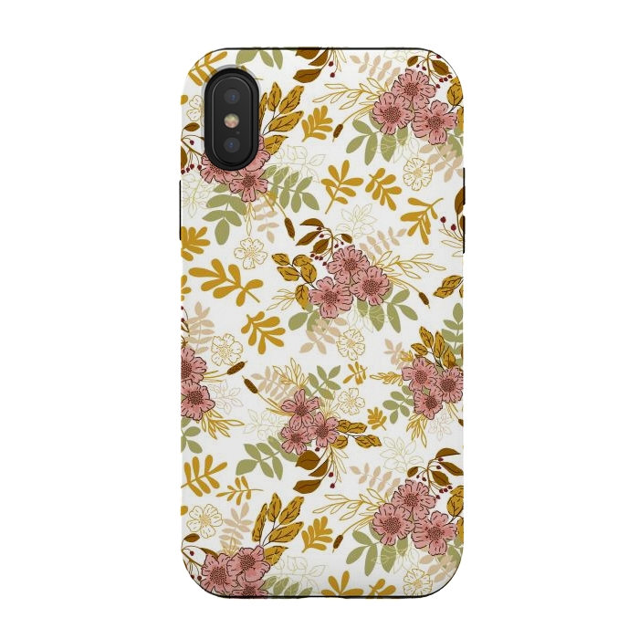 iPhone Xs / X StrongFit Autumnal Florals in Pink and Mustard by Paula Ohreen