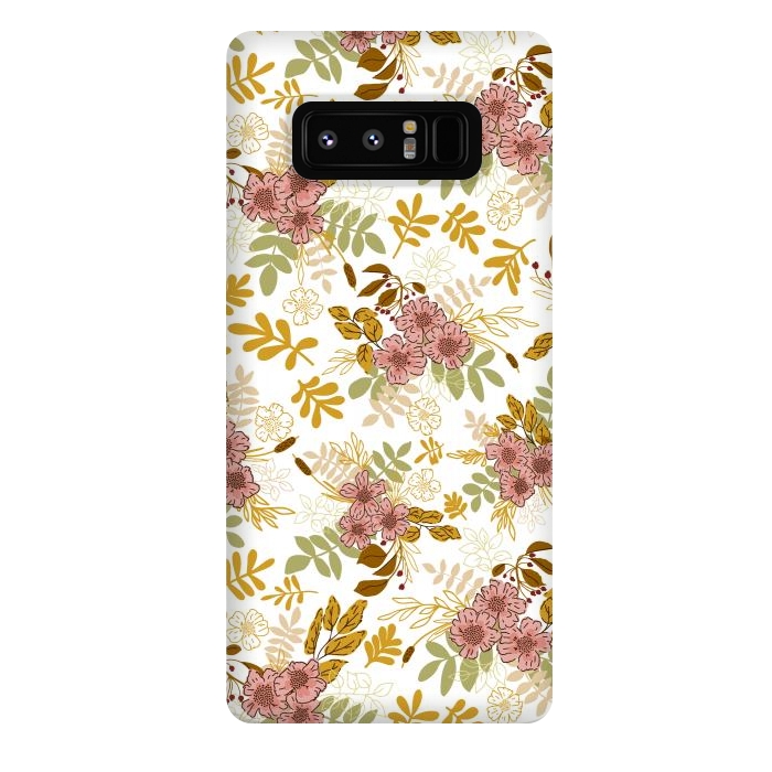 Galaxy Note 8 StrongFit Autumnal Florals in Pink and Mustard by Paula Ohreen