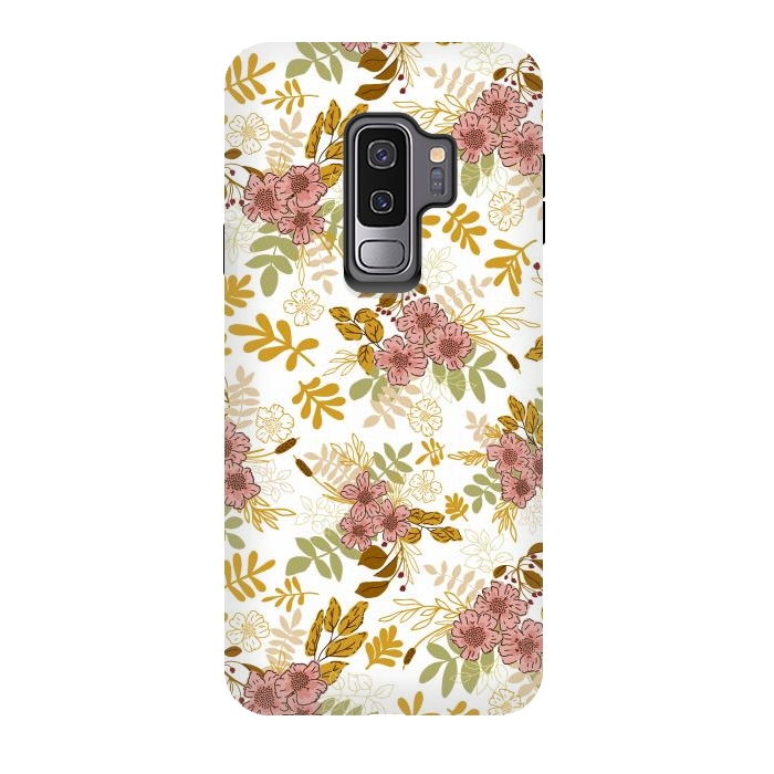 Galaxy S9 plus StrongFit Autumnal Florals in Pink and Mustard by Paula Ohreen