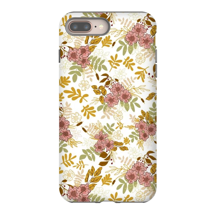 iPhone 8 plus StrongFit Autumnal Florals in Pink and Mustard by Paula Ohreen