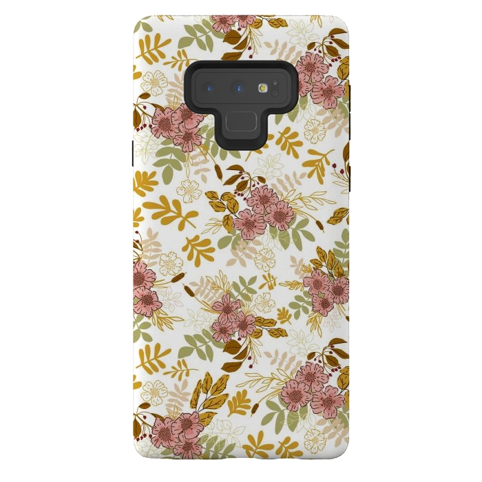 Galaxy Note 9 StrongFit Autumnal Florals in Pink and Mustard by Paula Ohreen