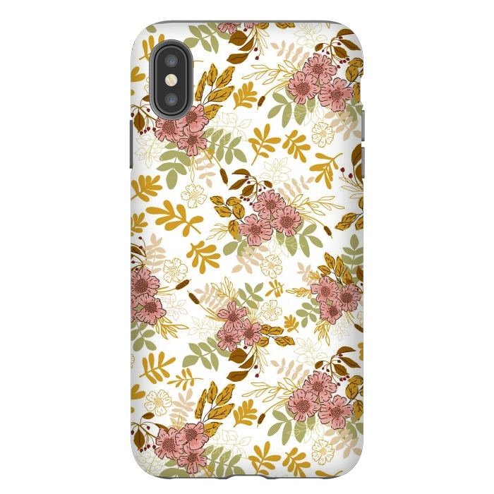 iPhone Xs Max StrongFit Autumnal Florals in Pink and Mustard by Paula Ohreen