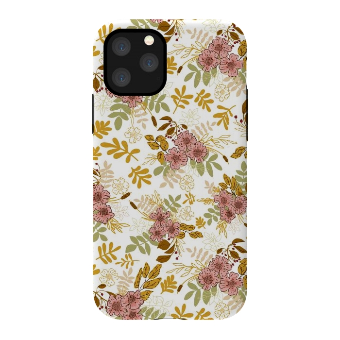 iPhone 11 Pro StrongFit Autumnal Florals in Pink and Mustard by Paula Ohreen