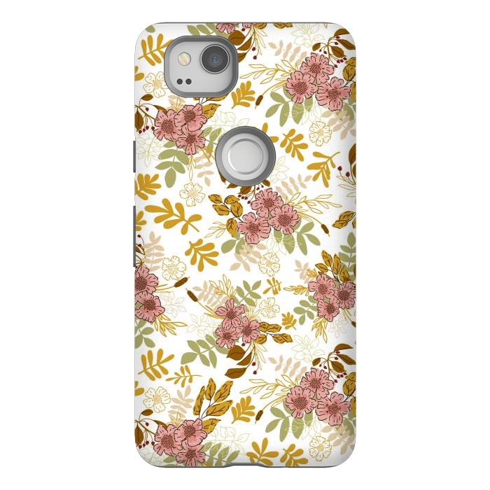 Pixel 2 StrongFit Autumnal Florals in Pink and Mustard by Paula Ohreen