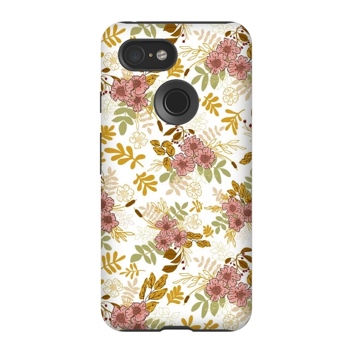 Pixel 3 StrongFit Autumnal Florals in Pink and Mustard by Paula Ohreen