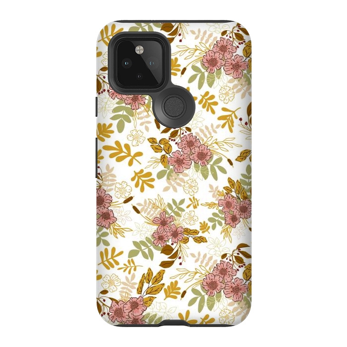 Pixel 5 StrongFit Autumnal Florals in Pink and Mustard by Paula Ohreen