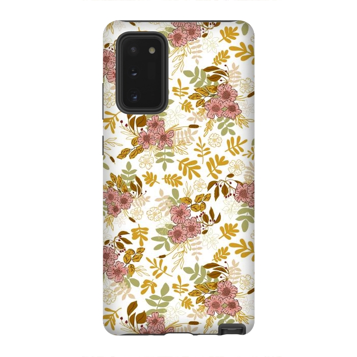 Galaxy Note 20 StrongFit Autumnal Florals in Pink and Mustard by Paula Ohreen