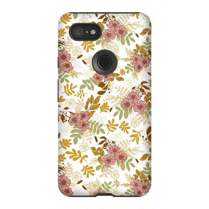Pixel 3XL StrongFit Autumnal Florals in Pink and Mustard by Paula Ohreen