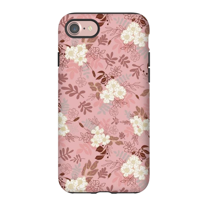 iPhone 7 StrongFit Autumnal Florals in Pink and White by Paula Ohreen