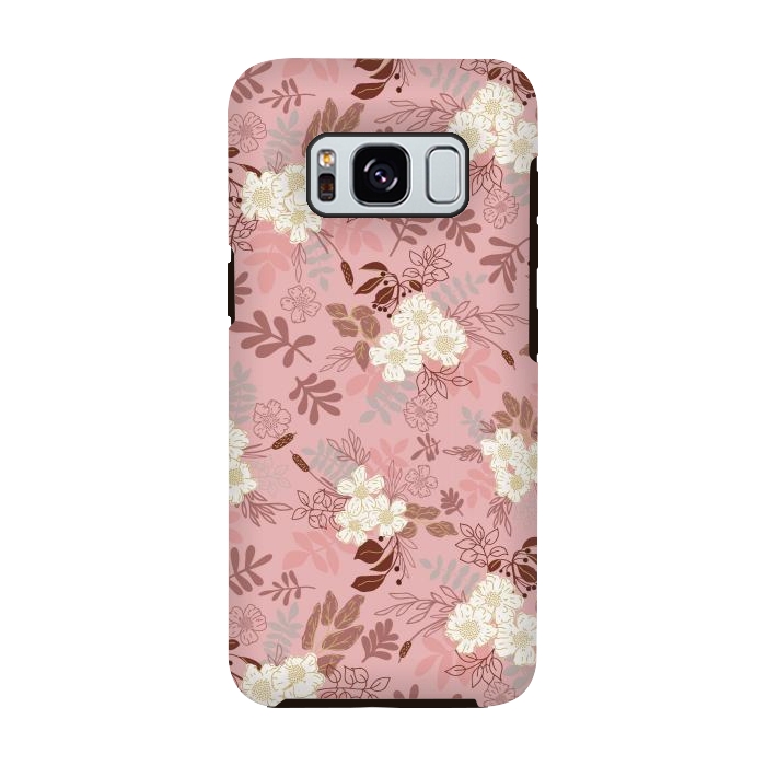 Galaxy S8 StrongFit Autumnal Florals in Pink and White by Paula Ohreen