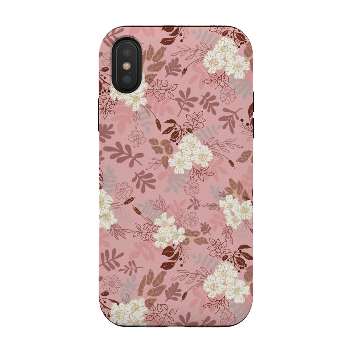 iPhone Xs / X StrongFit Autumnal Florals in Pink and White by Paula Ohreen