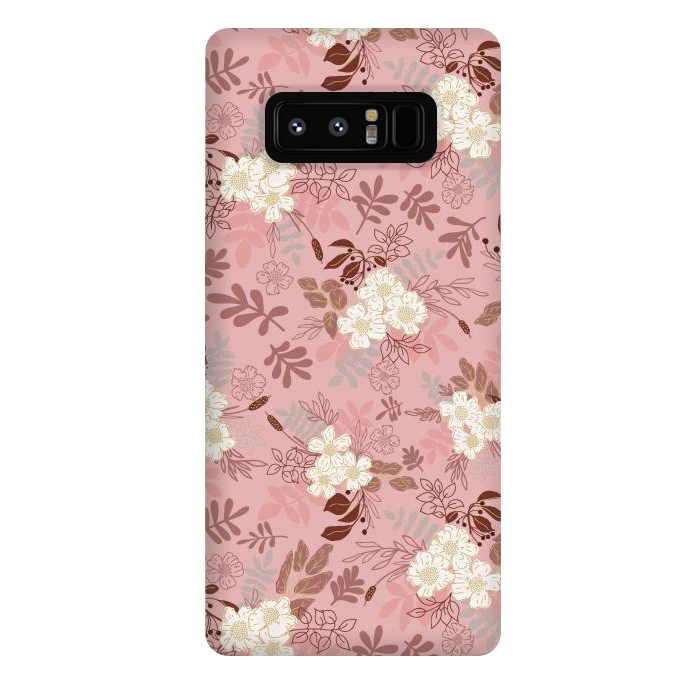Galaxy Note 8 StrongFit Autumnal Florals in Pink and White by Paula Ohreen