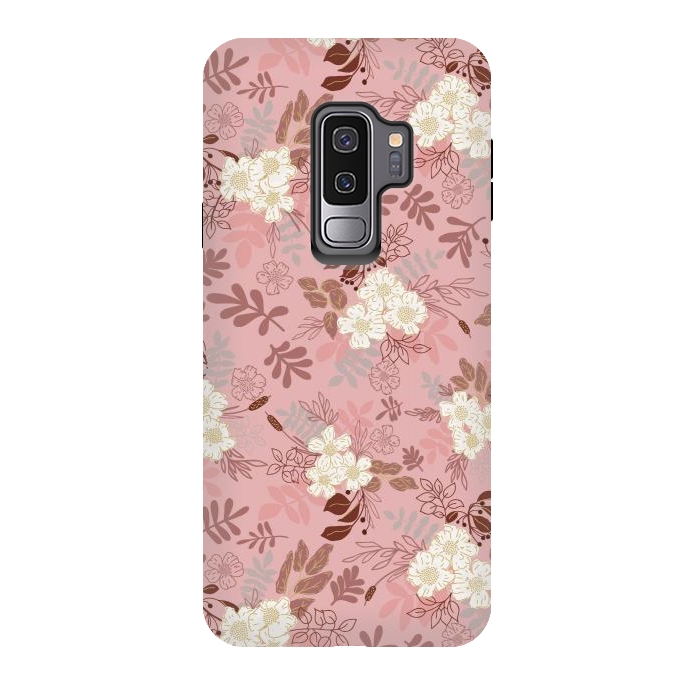 Galaxy S9 plus StrongFit Autumnal Florals in Pink and White by Paula Ohreen