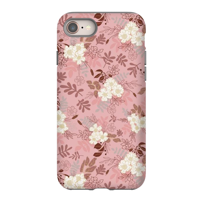 iPhone 8 StrongFit Autumnal Florals in Pink and White by Paula Ohreen