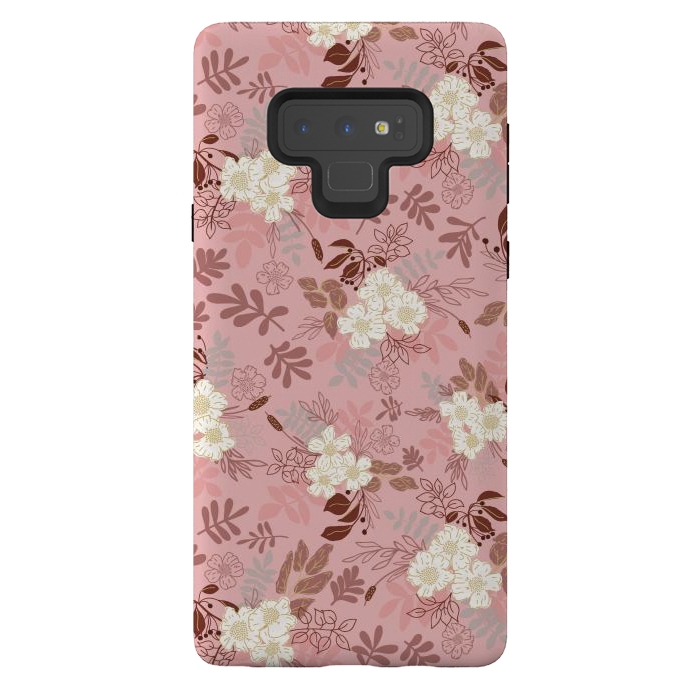 Galaxy Note 9 StrongFit Autumnal Florals in Pink and White by Paula Ohreen