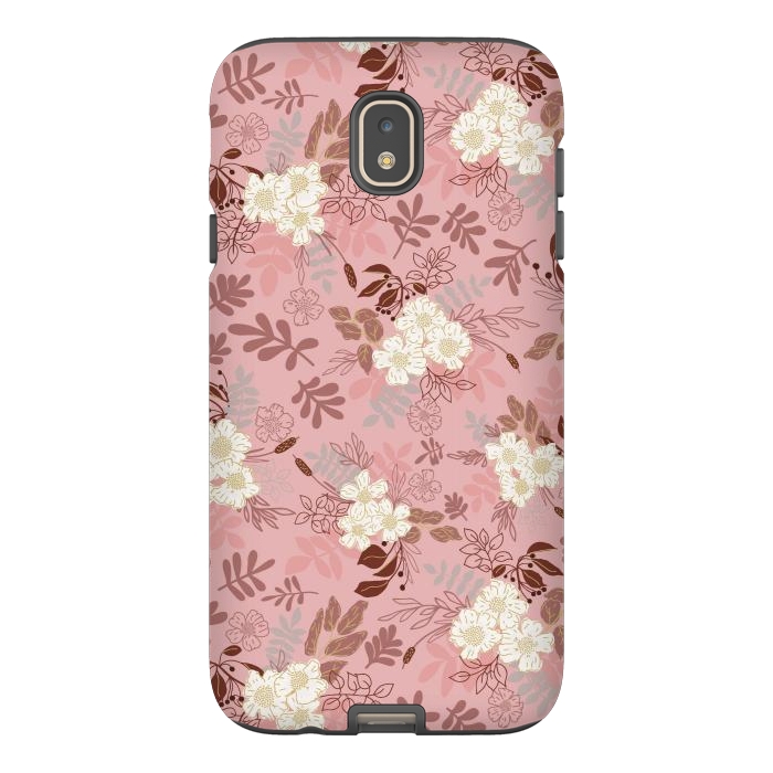 Galaxy J7 StrongFit Autumnal Florals in Pink and White by Paula Ohreen