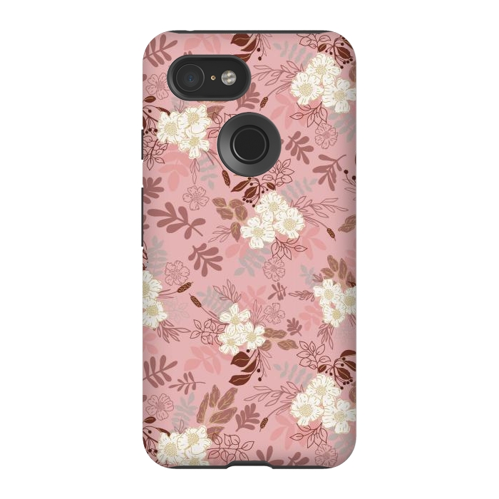 Pixel 3 StrongFit Autumnal Florals in Pink and White by Paula Ohreen