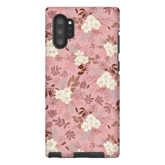 Galaxy Note 10 plus StrongFit Autumnal Florals in Pink and White by Paula Ohreen