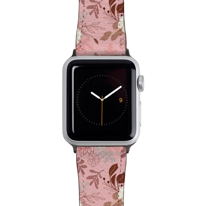 Watch 38mm / 40mm Strap PU leather Autumnal Florals in Pink and White by Paula Ohreen