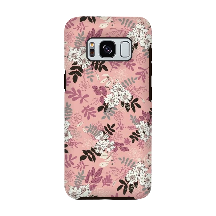Galaxy S8 StrongFit Autumnal Florals in Pink, Black and White by Paula Ohreen