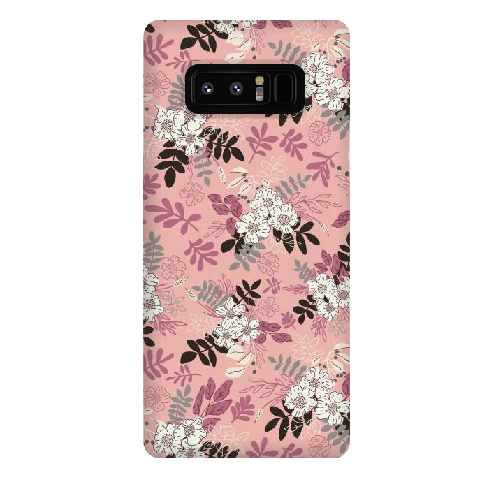 Galaxy Note 8 StrongFit Autumnal Florals in Pink, Black and White by Paula Ohreen