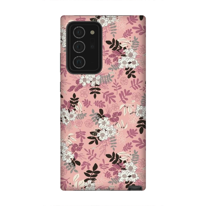 Galaxy Note 20 Ultra StrongFit Autumnal Florals in Pink, Black and White by Paula Ohreen